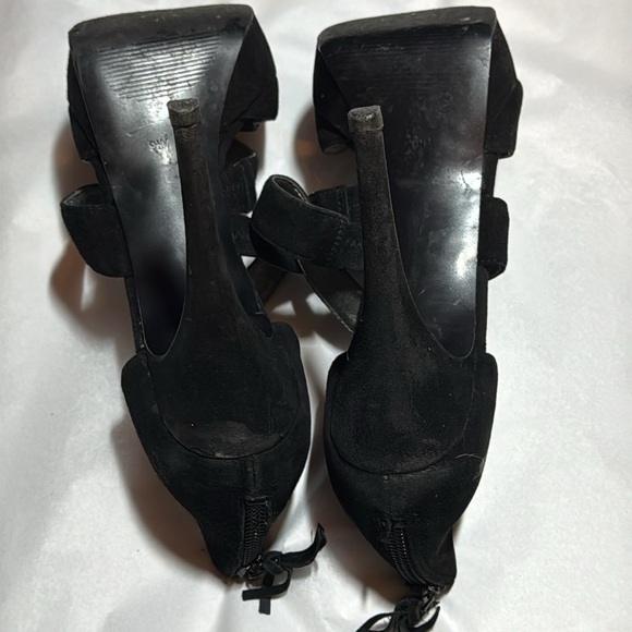 Guess black suede‎ high heels sandals open toe platform Sz 9 1/2 - Picture 9 of 9